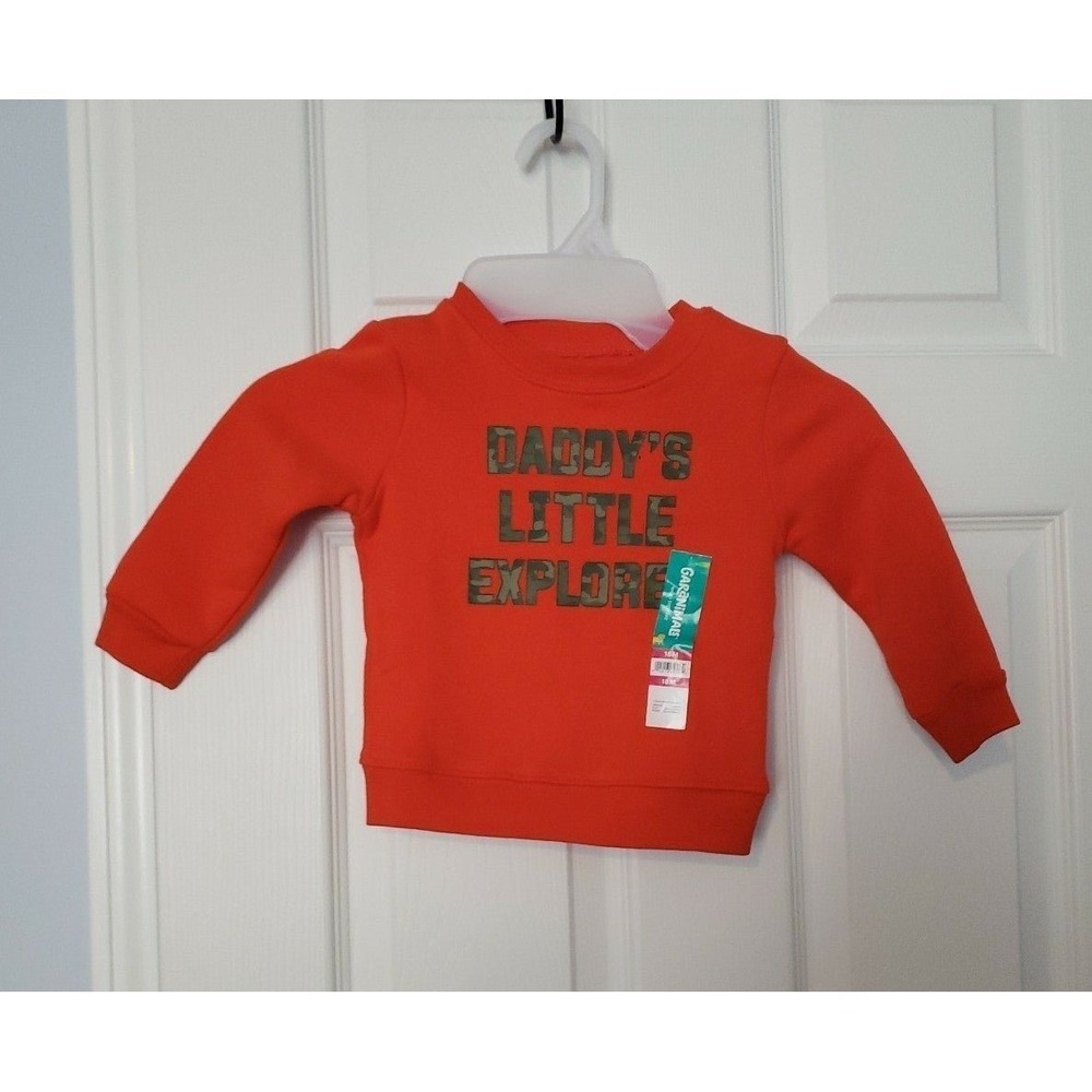 Garanimals Infant Sweatshirt Size 18M Orange with Camo Writing
